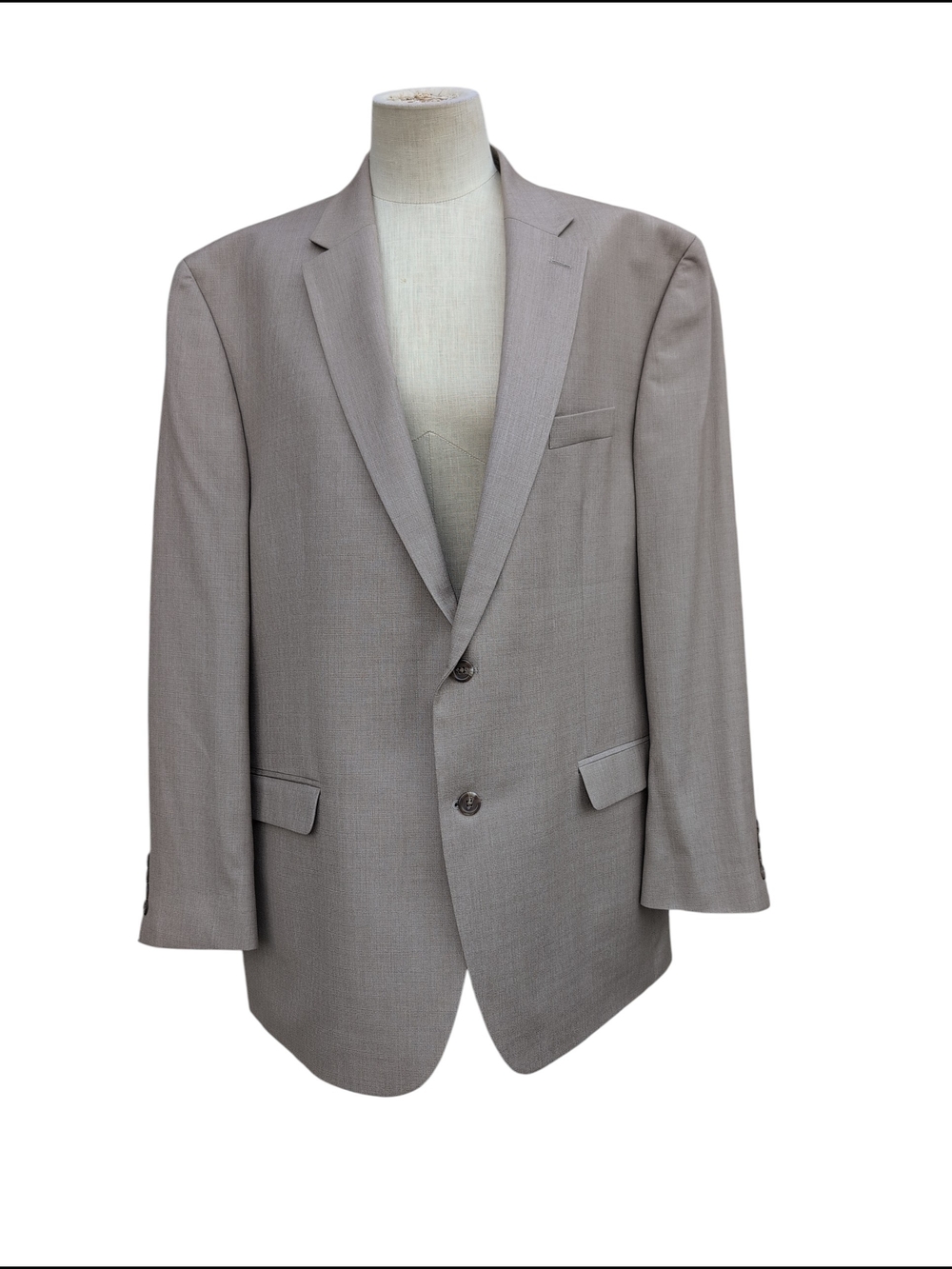 Chaps Men's Taupe Two-Button Blazer Suit Sport Jacket Career Casual 48L
